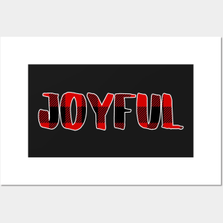 Christmas Joyful Black and Red Flannel Posters and Art